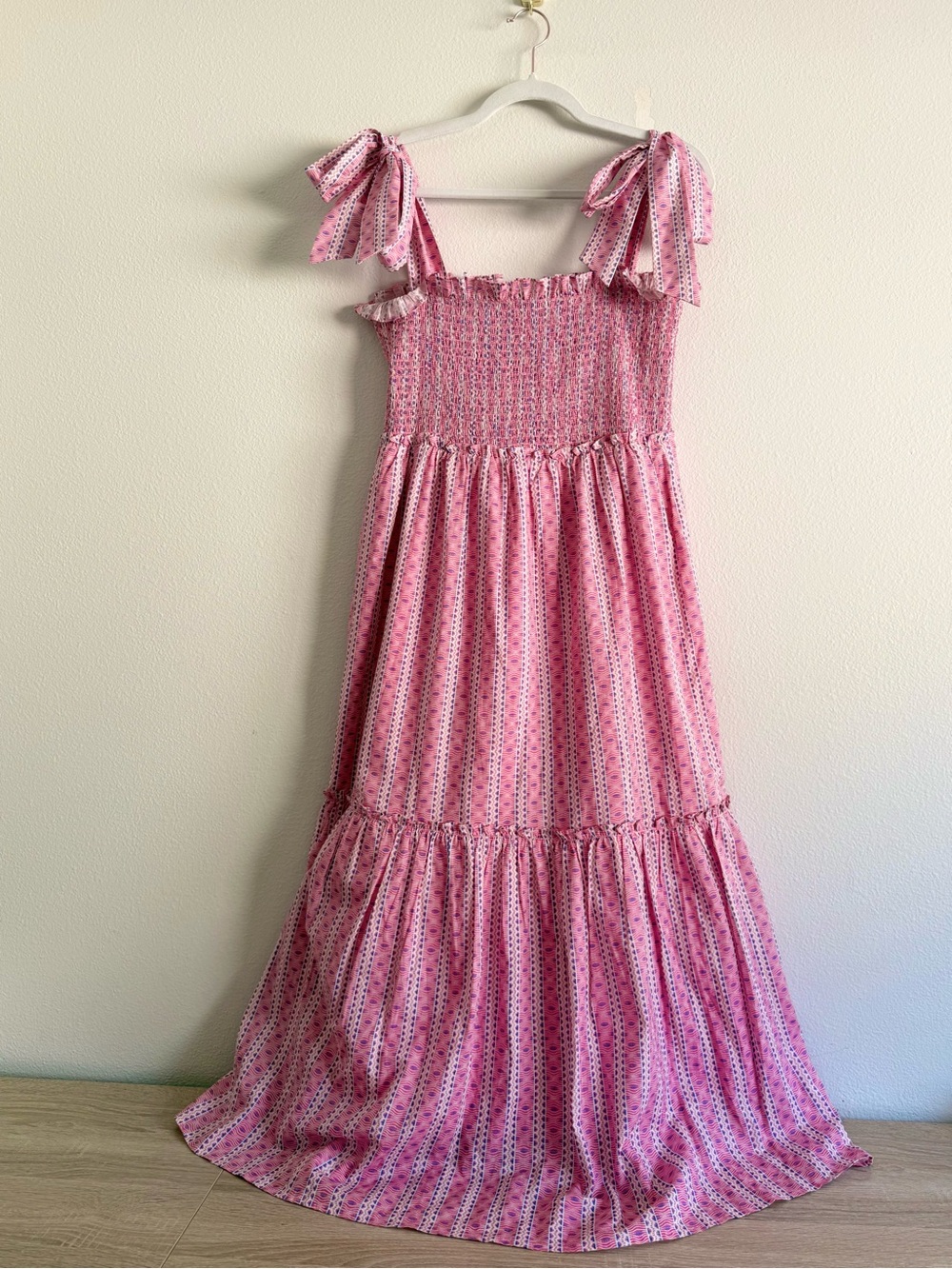 Tuckernuck x Cameran Eubanks Love Letters Smocked Chalmers pink Midi Dress Sz M - Picture 5 of 9